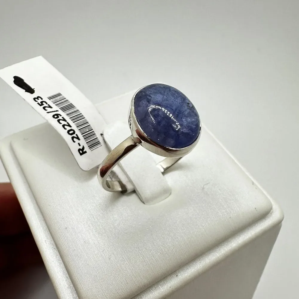 NWT Oval cut, 10x12mm Tanzanite Cabochon solitaire‎ ring in sterling silver!
